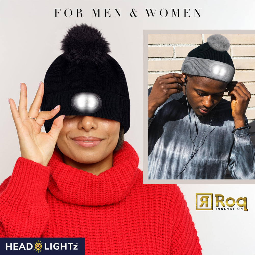 HEAD LIGHTZ machine-washable beanie close-up for easy care.