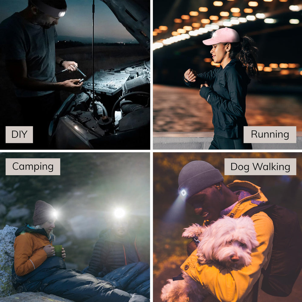 HEAD LIGHTZ night-walk setup for camping and evening adventures.