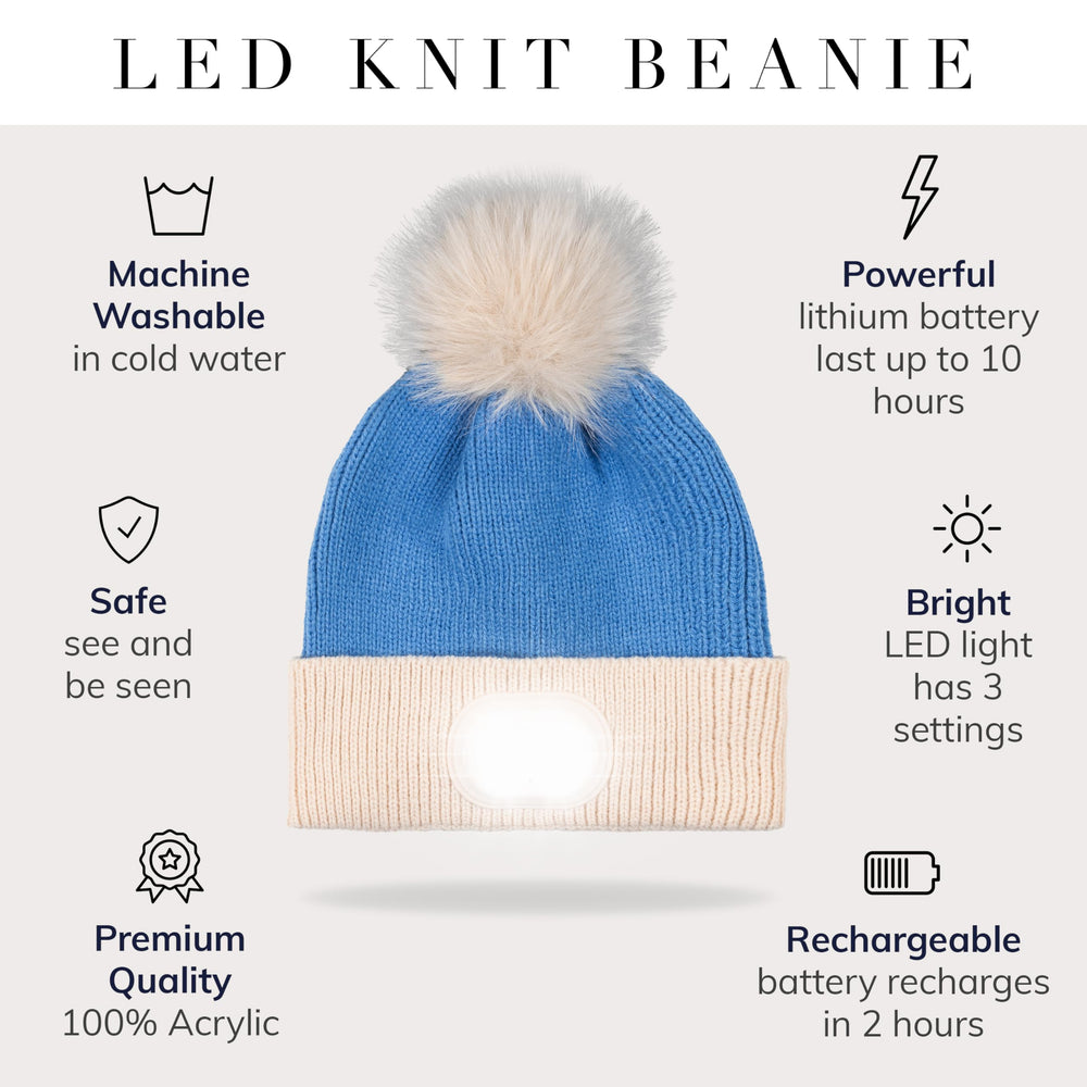HEAD LIGHTZ Gift-ready packaging for the Pom Pom Beanie with LED light.