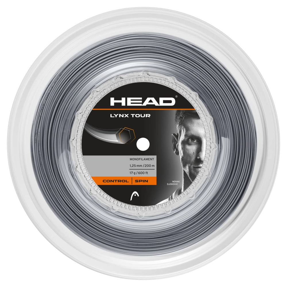 HEAD Lynx Tour Reel 660-foot grey string spool for precise control and spin.