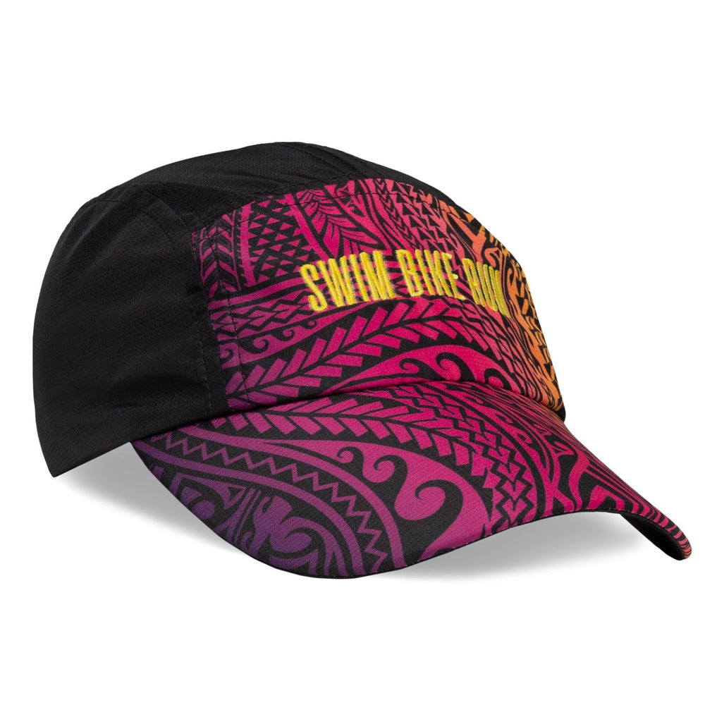 Front view of Headsweats Performance Race Hat - Black Tribal