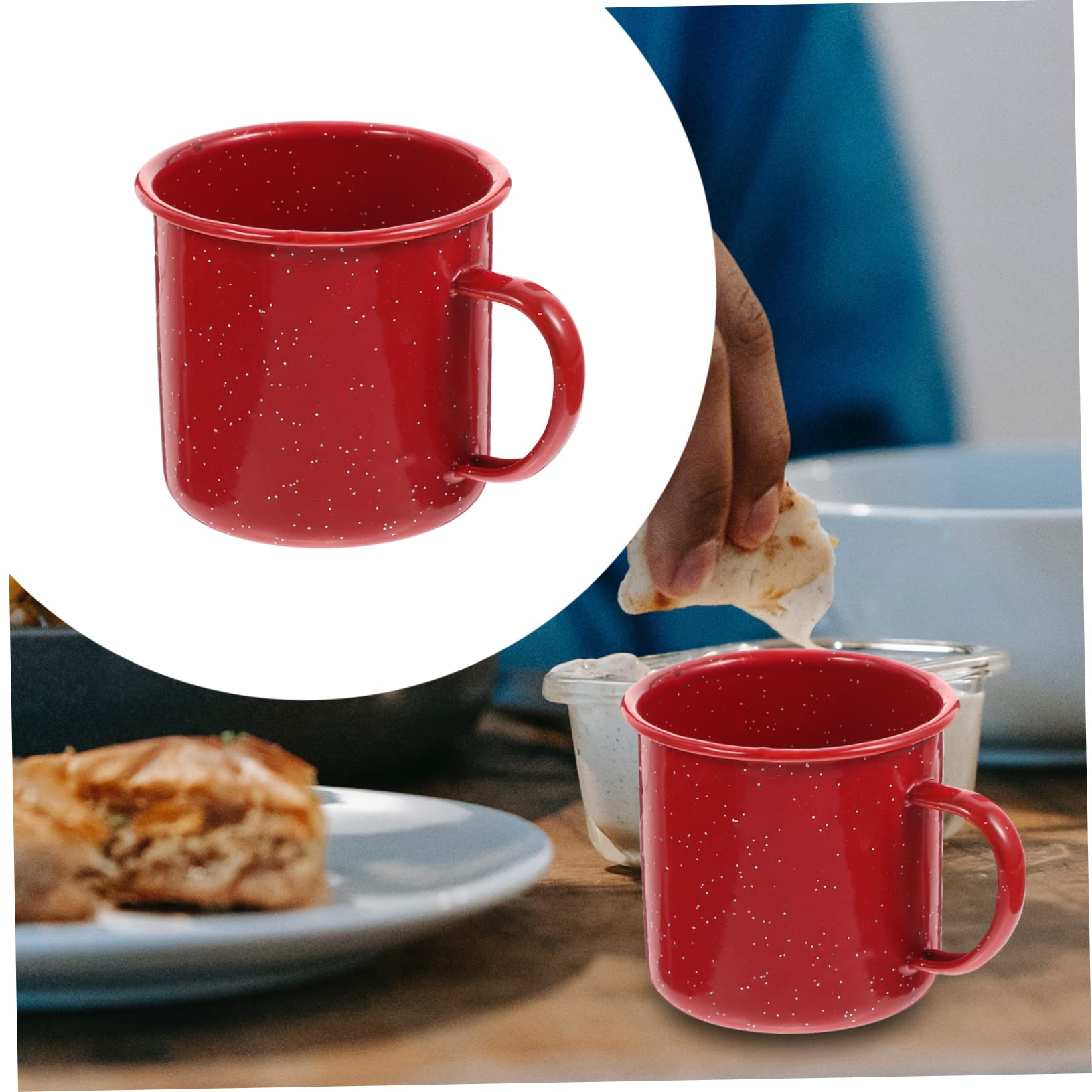 Healifty camping enamel mug red for outdoor meals