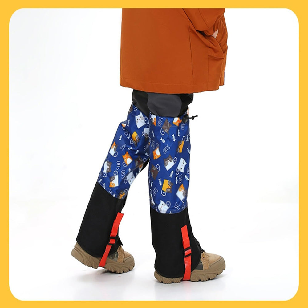 HEARSO leg gaiters blue large anti-snake bite cover feature in use on leg.
