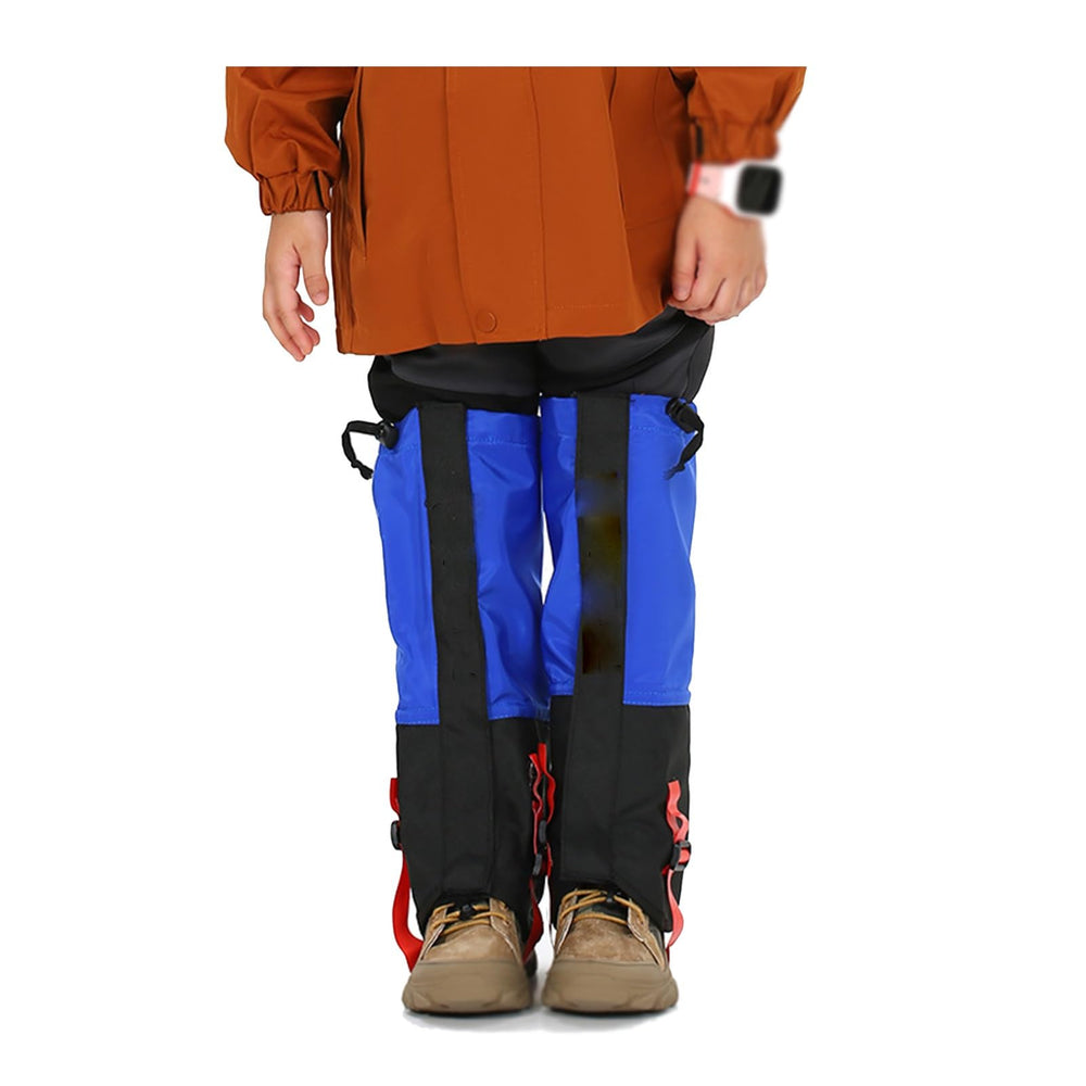 HEARSO leg gaiters blue large front view shows weatherproof protection around footwear.