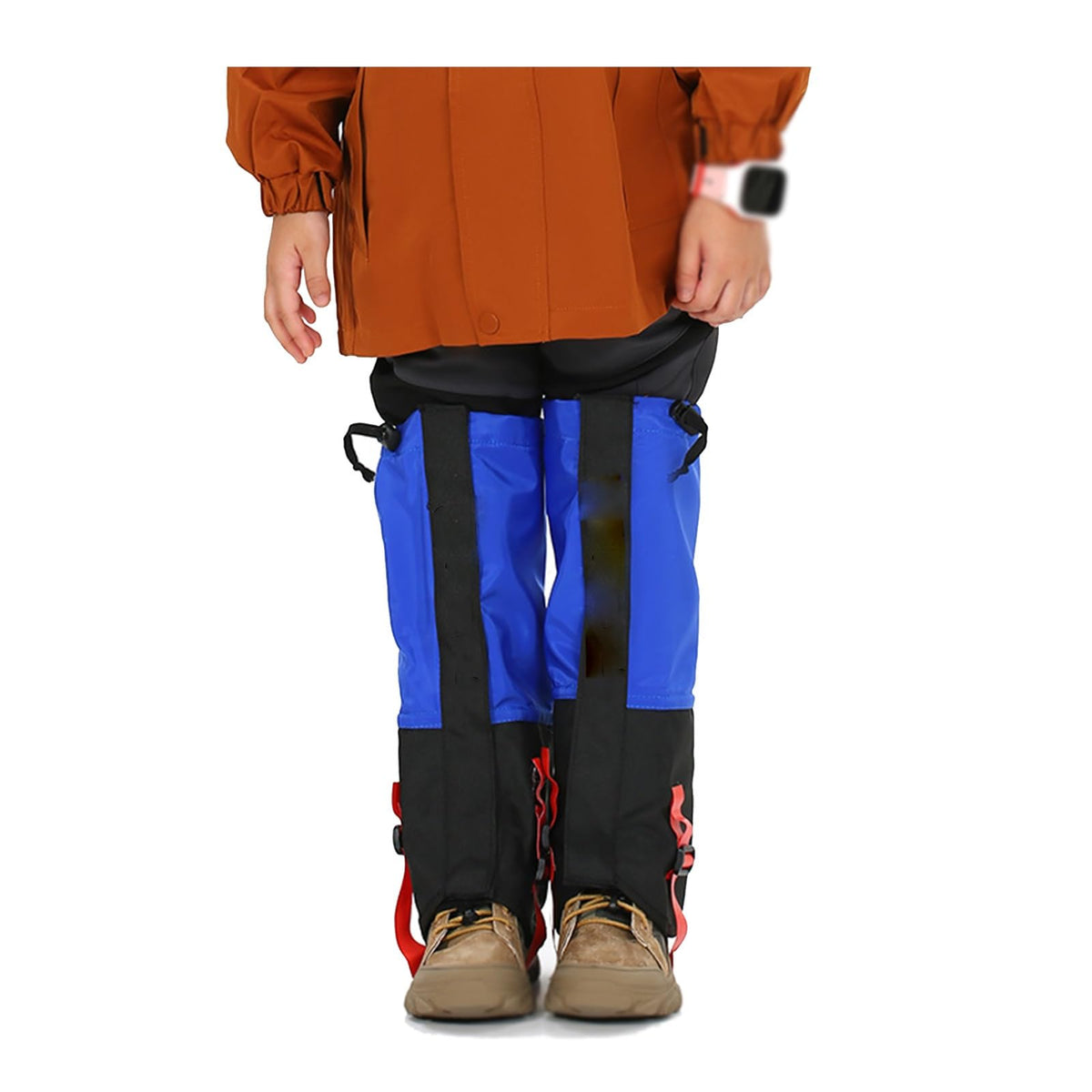 HEARSO leg gaiters blue large front view shows weatherproof protection around footwear.