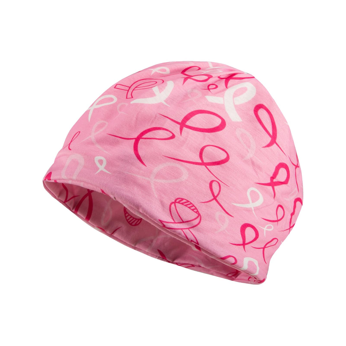 Front view of pink Heart Beanie Chemo Hat