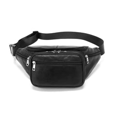 Hearty Trendy genuine leather waist pack front view with seven pockets for organized travel