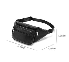 Hearty Trendy leather waist pack zippered front pockets for secure storage on outings