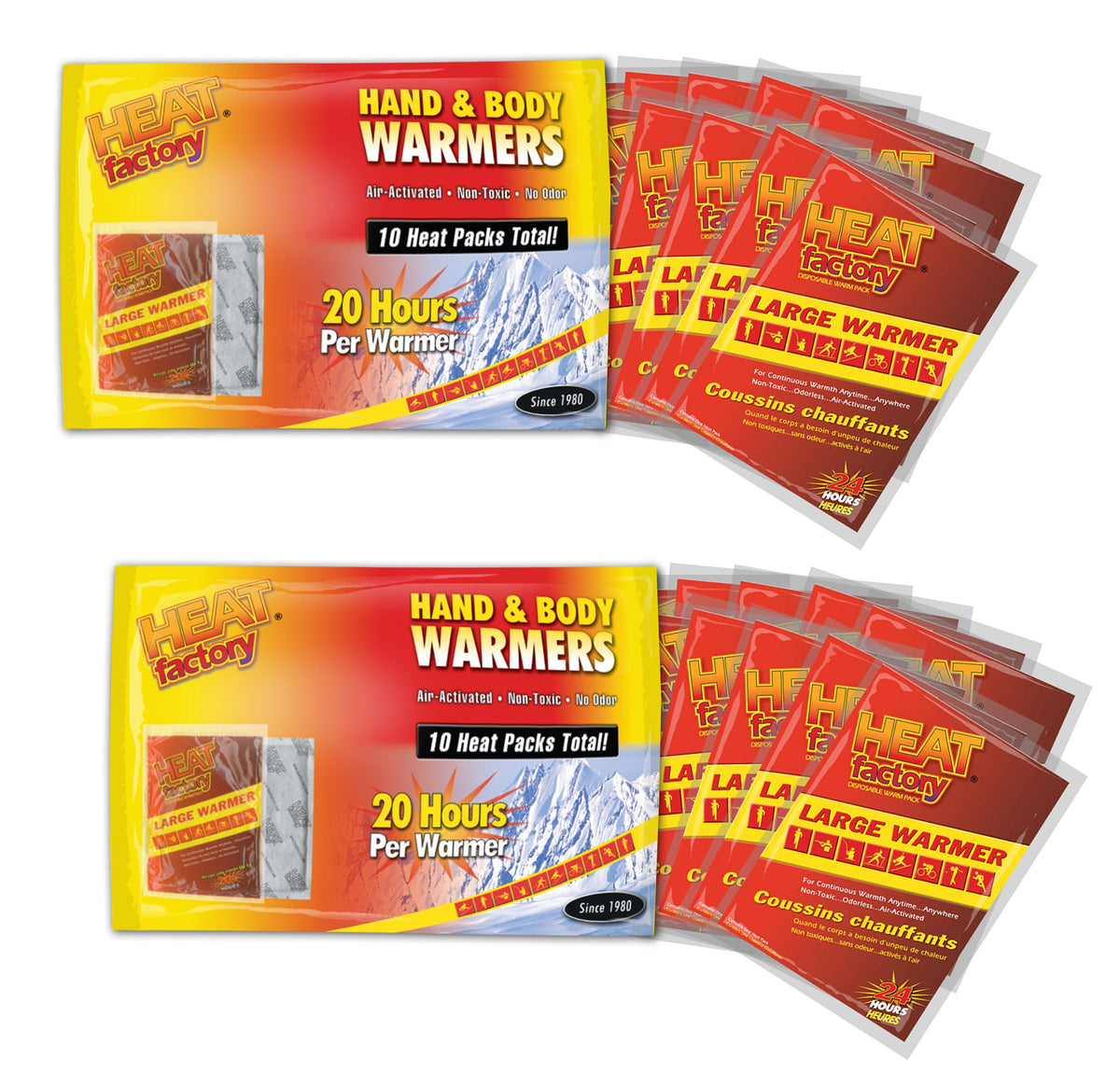 Heat Factory large hand and body warmer in 10-pack for pockets and sleeping bags for outdoor warmth