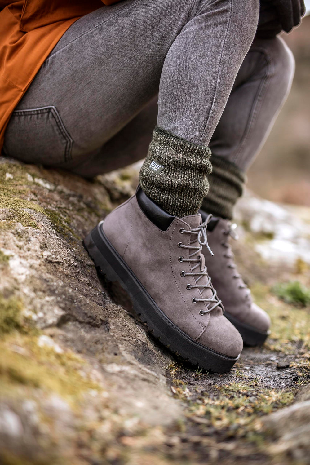 HEAT HOLDERS Merino socks soft brushed inner conveys plush comfort.