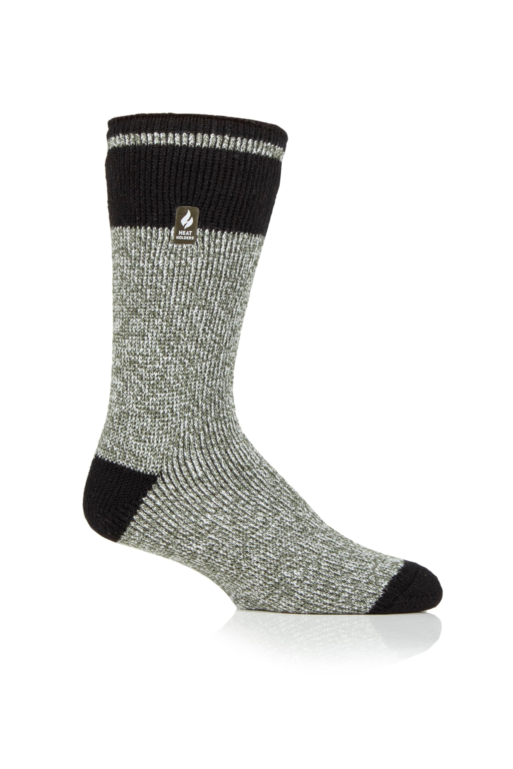 HEAT HOLDERS Men's Rook Original Block Twist Crew Socks outdoor scene with hikers highlighting rugged use.