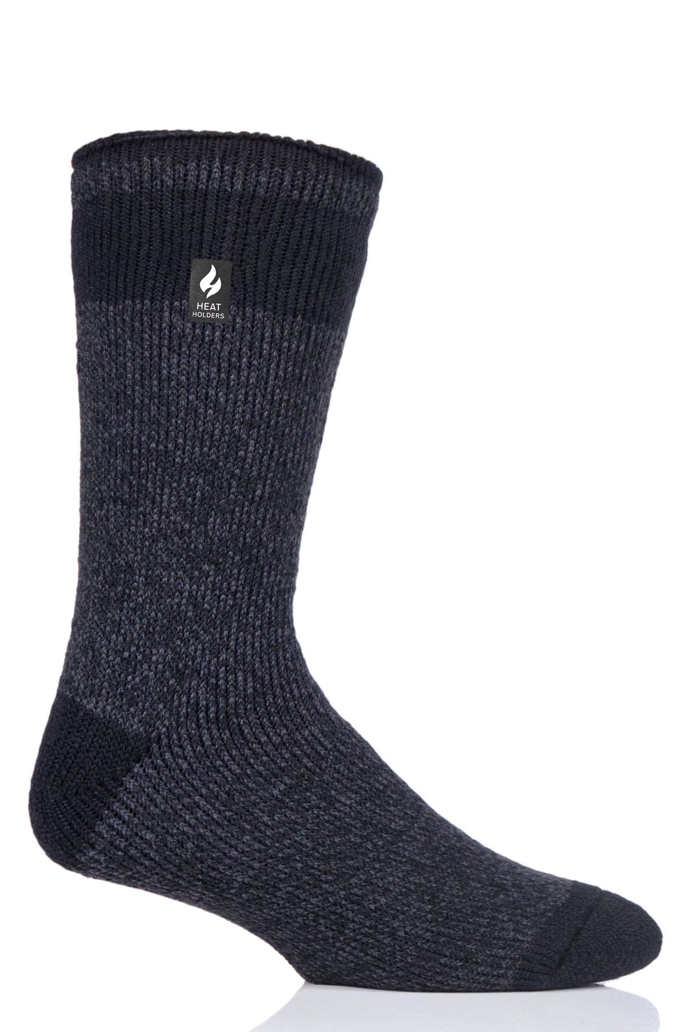 HEAT HOLDERS Men's Rook Original Block Twist Crew Socks soft fabric close-up for cozy, day-long wear.