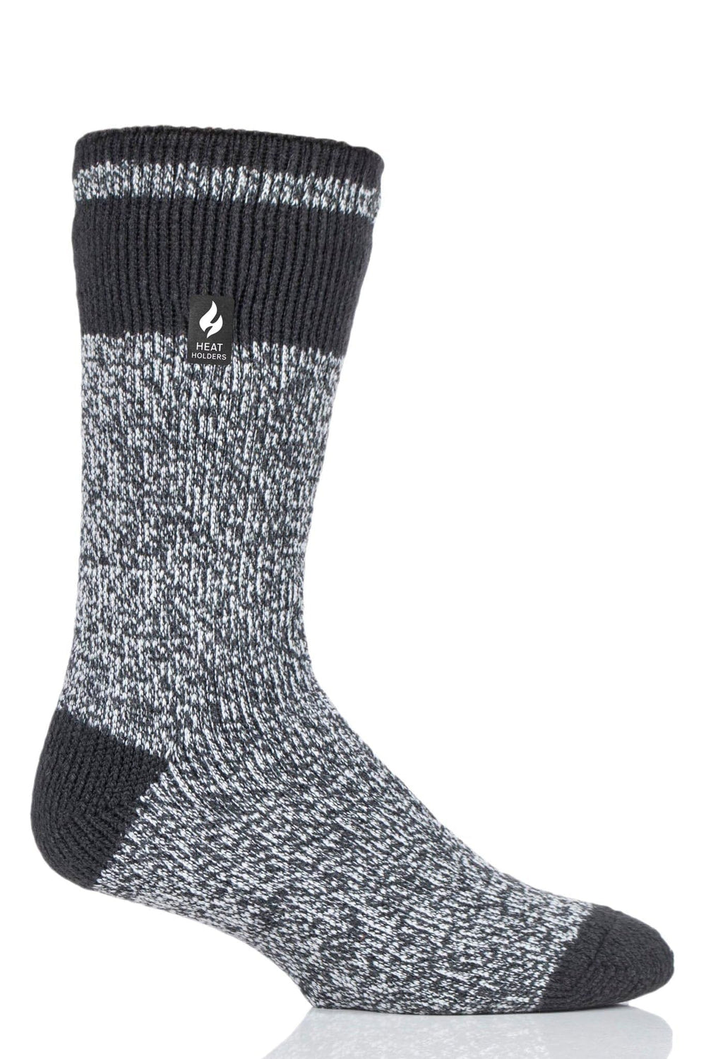 HEAT HOLDERS Men's Rook Original Block Twist Crew Socks close-up knit texture for lasting warmth.