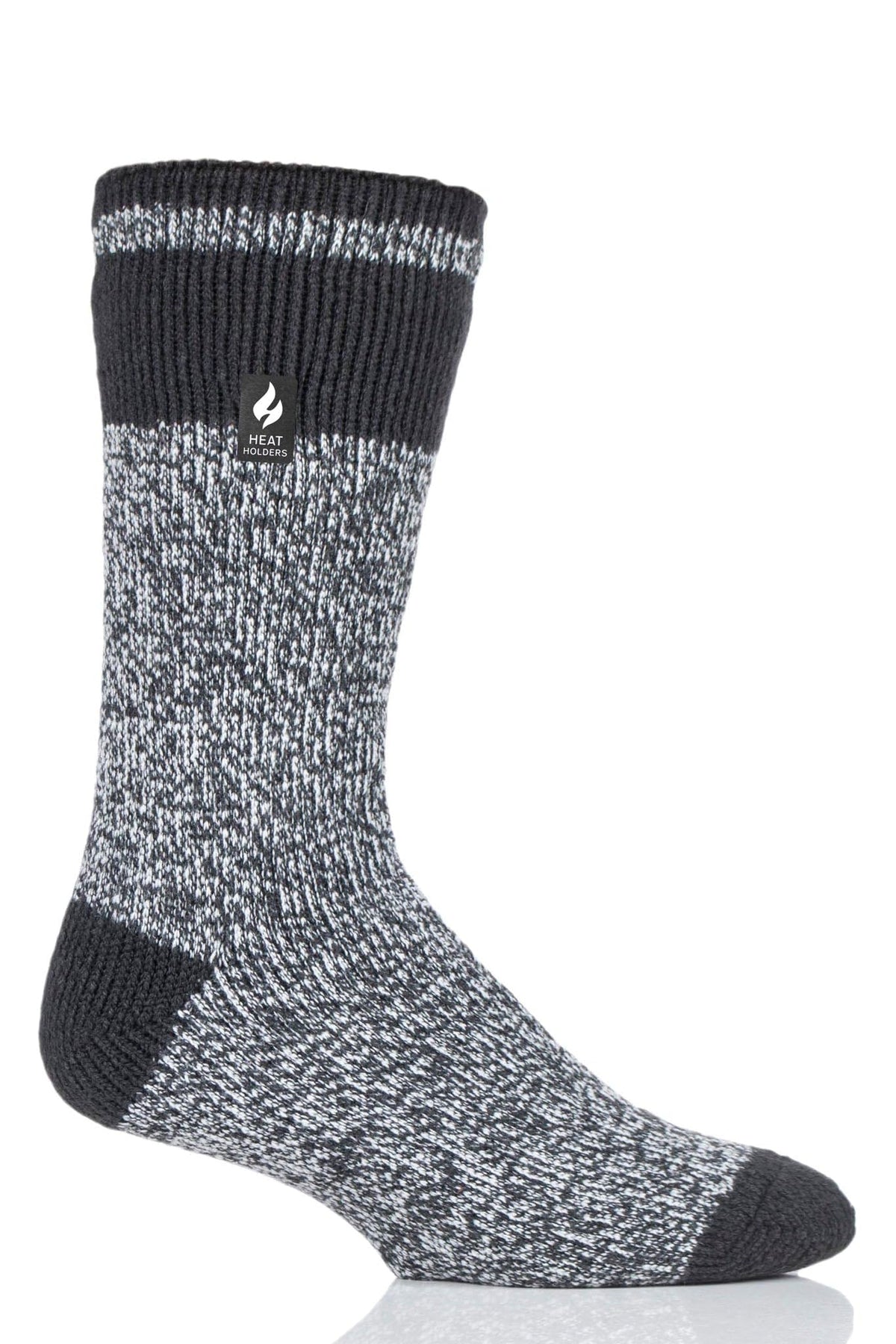 HEAT HOLDERS Men's Rook Original Block Twist Crew Socks close-up knit texture for lasting warmth.