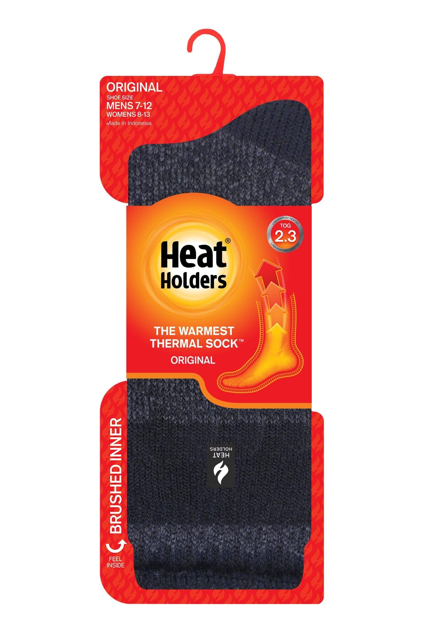 HEAT HOLDERS Men's Rook Original Block Twist Crew Socks thermal yarn close-up for enhanced insulation.