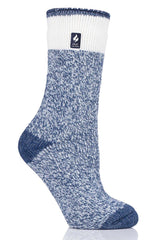 HEAT HOLDERS Viola LITE Twist Crew Sock fiber closeup reveals warm thermal yarn composition.