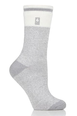 HEAT HOLDERS Viola LITE Twist Crew Sock front view showcases soft, warm fabric ideal for cool hikes.