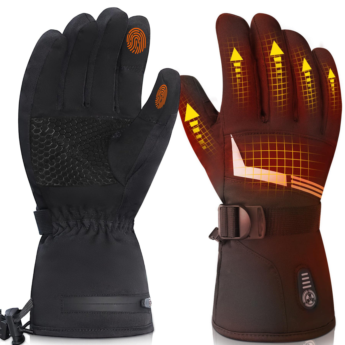 Heat Nice heated gloves front view shows compact warmth for winter outdoor activities.