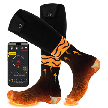 Heat Nice heated socks with app control for outdoor warmth.