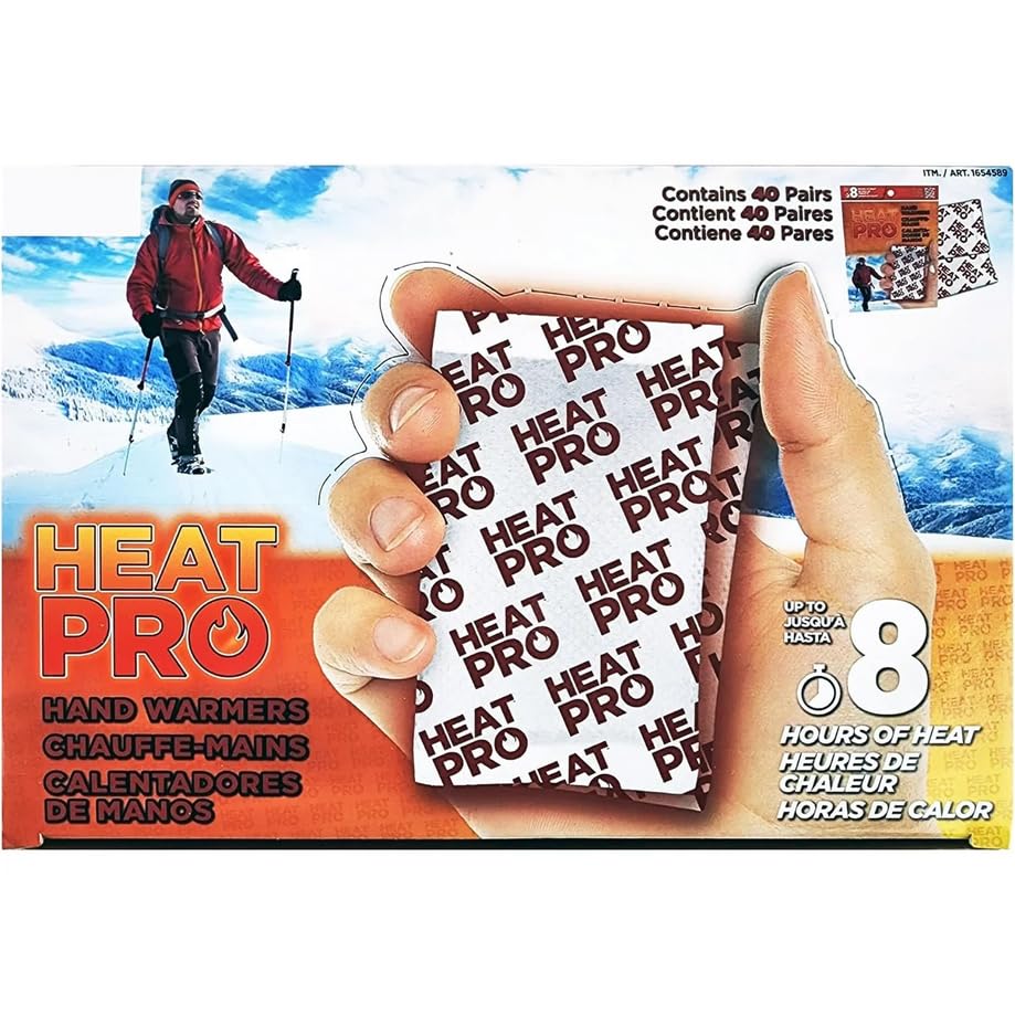 Heat Pro hand warmers packaging opened, heat begins quickly for up to eight hours of warmth.