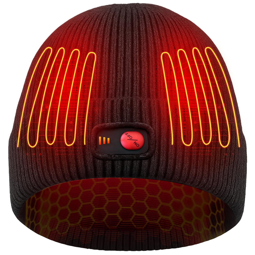 Heated beanie showing high-capacity 7.4V 3000mAh battery