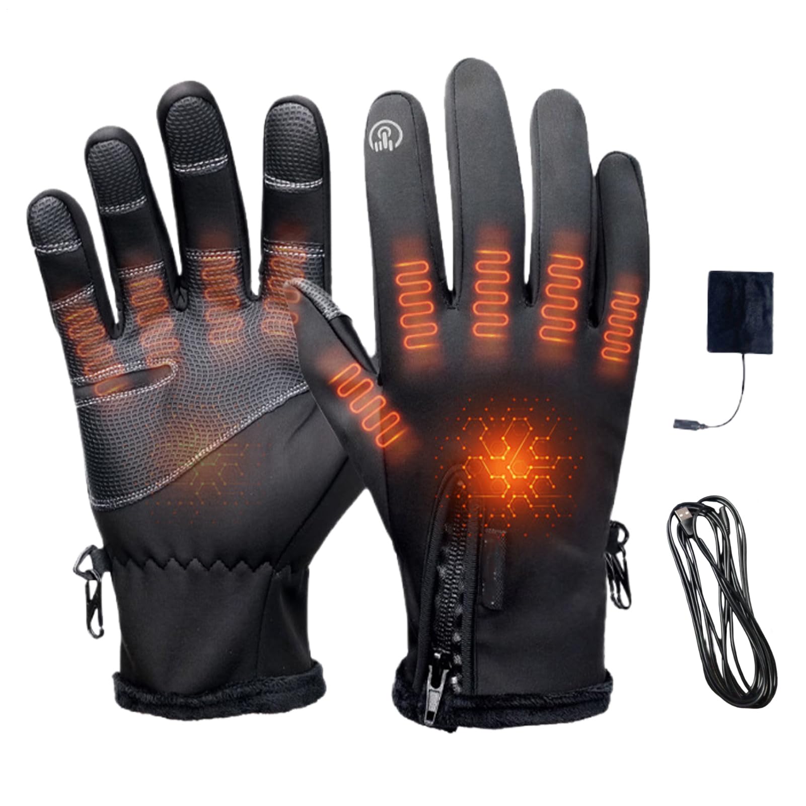 Heated Gloves full finger design keeps hands warm for outdoor activities.