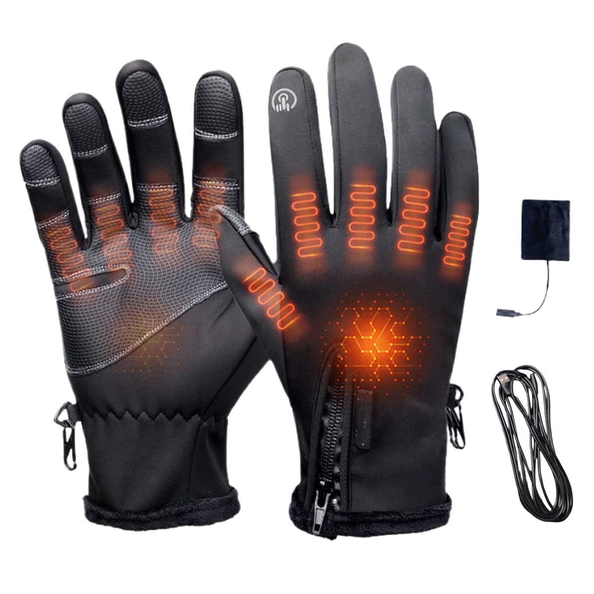 Heated Gloves full finger design keeps hands warm for outdoor activities.