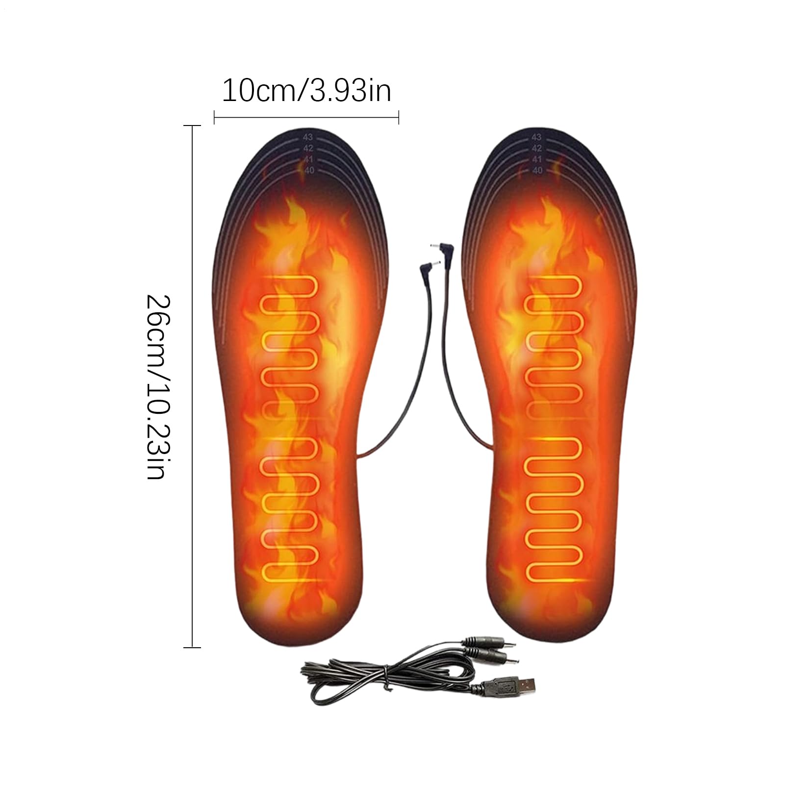 Heated shoe insoles show soft breathable fabric for comfortable, all-day warmth.