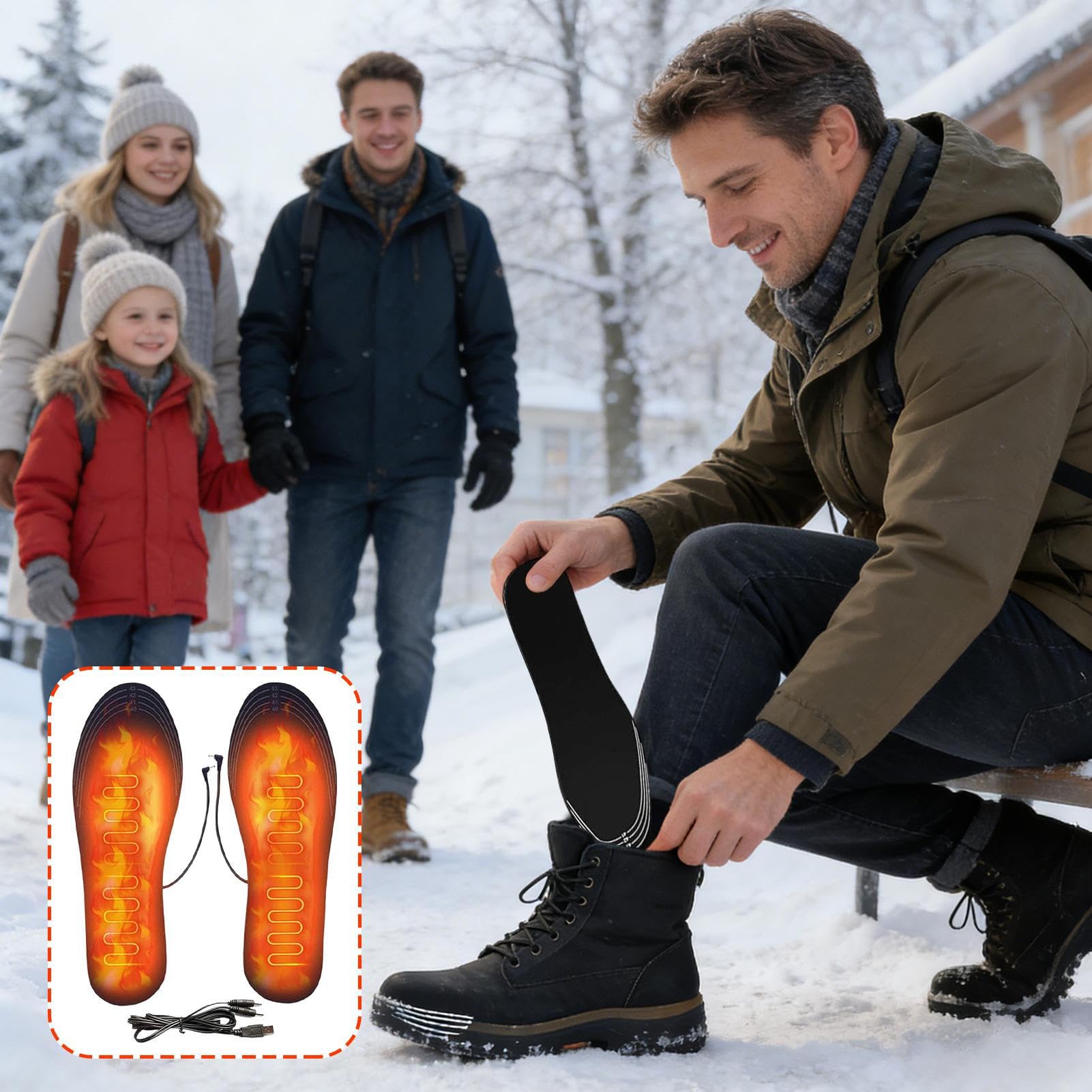 Heated shoe insoles illustrate trim-to-fit versatility for men and women.
