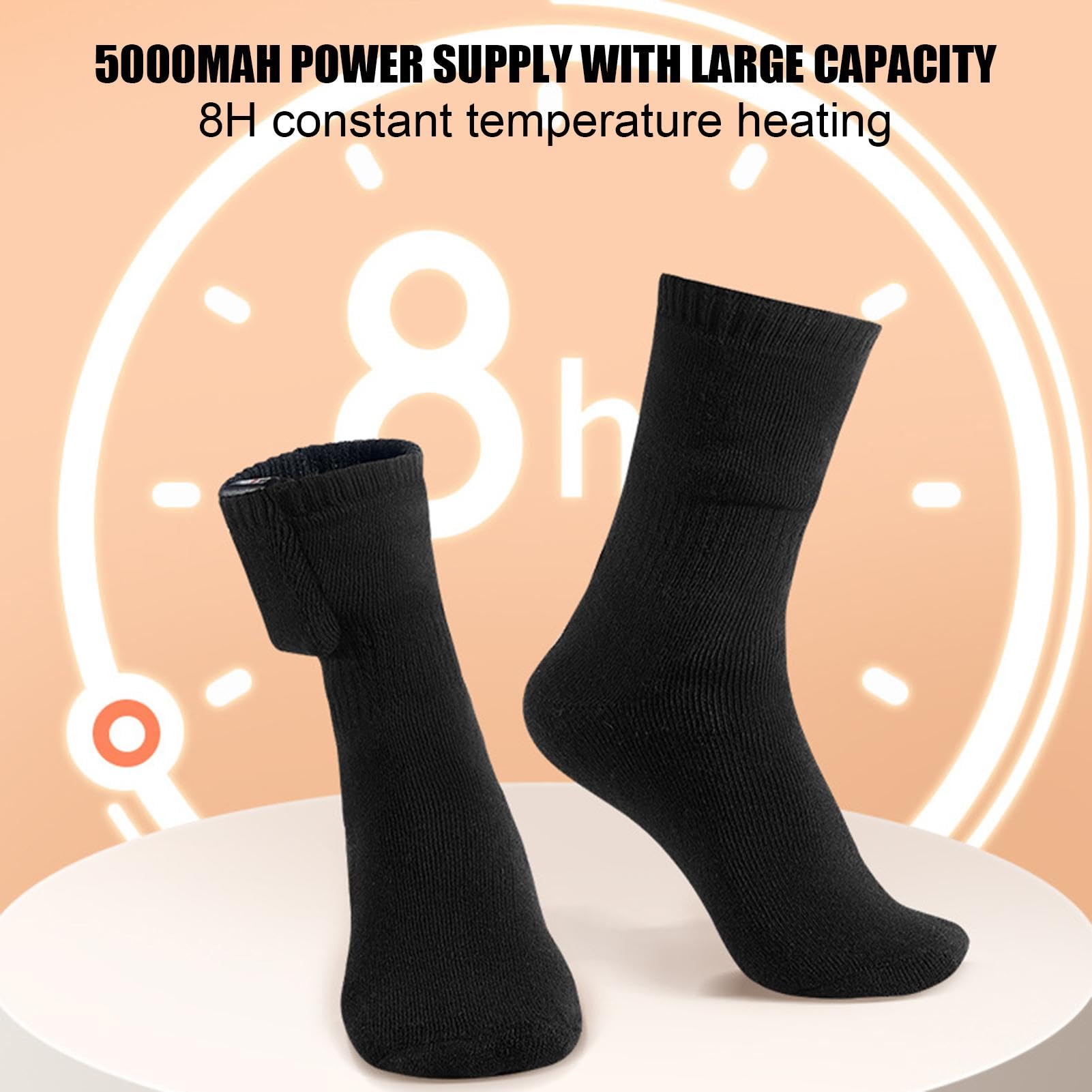 Heated Socks calf-length tube provides extra coverage against the chill.