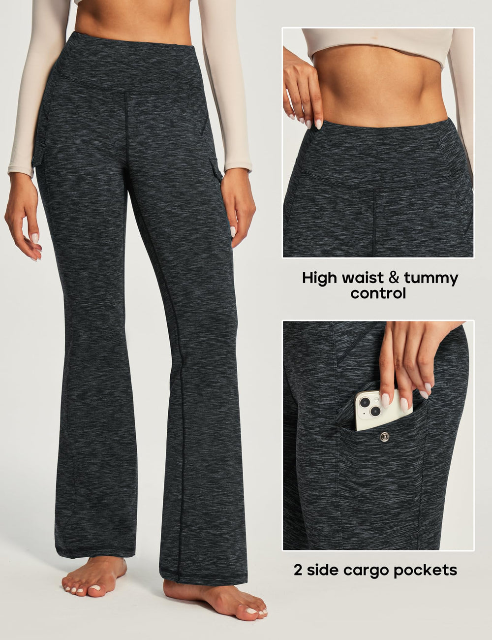 Heathyoga high-rise flare-fit cargo pants support movement on hikes