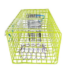 Close-up of PVC-coated galvanized wire frame and hooks on the Florida Trophy Fishing crab trap