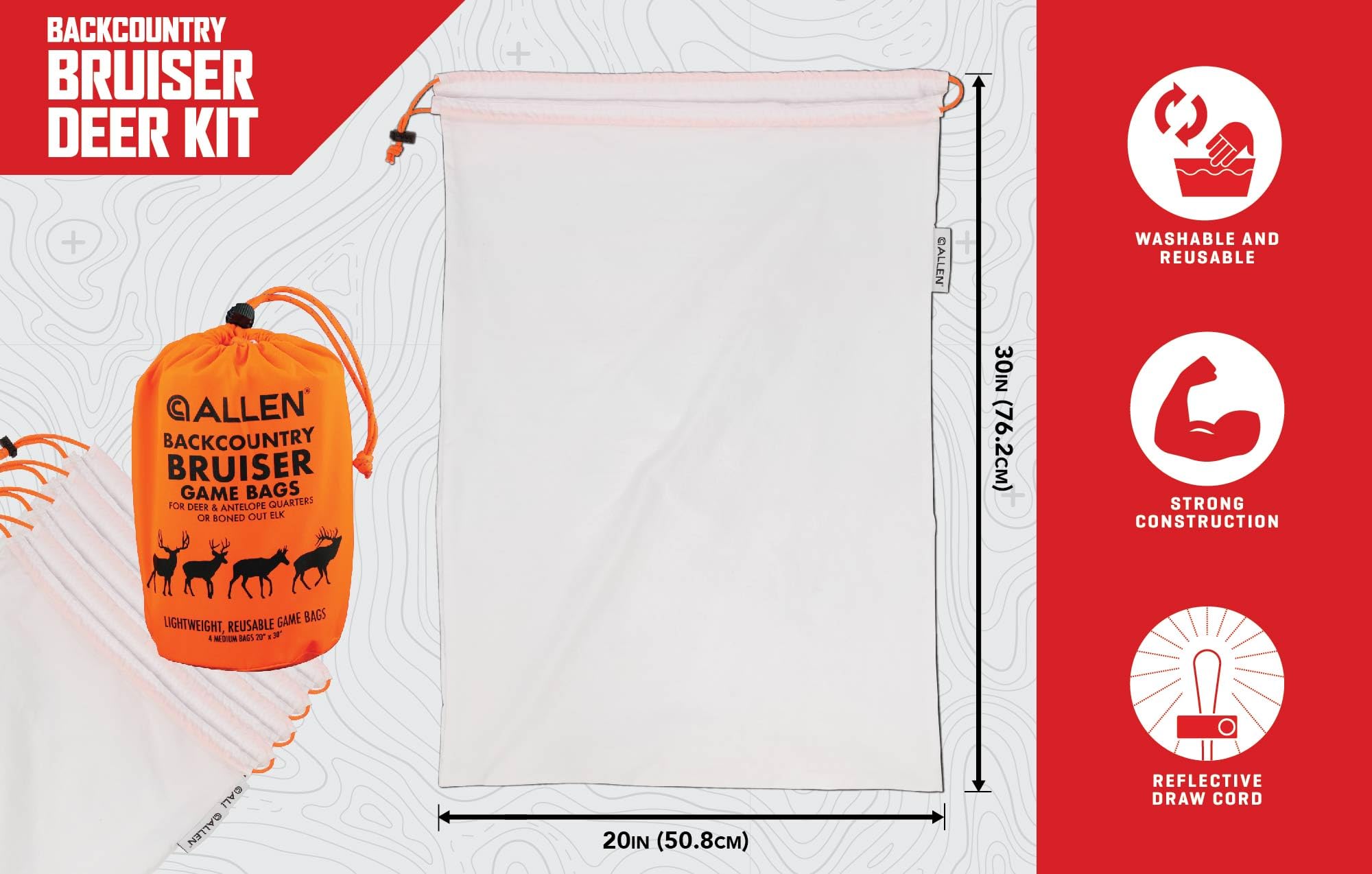 Heavy-duty hunting meat bags with breathable fabric