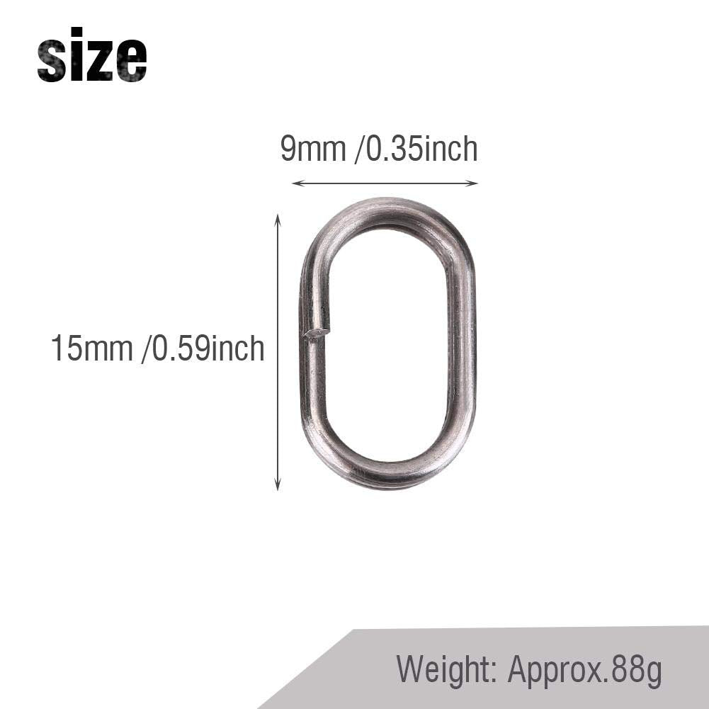 Close-up of 10 mm oval split rings