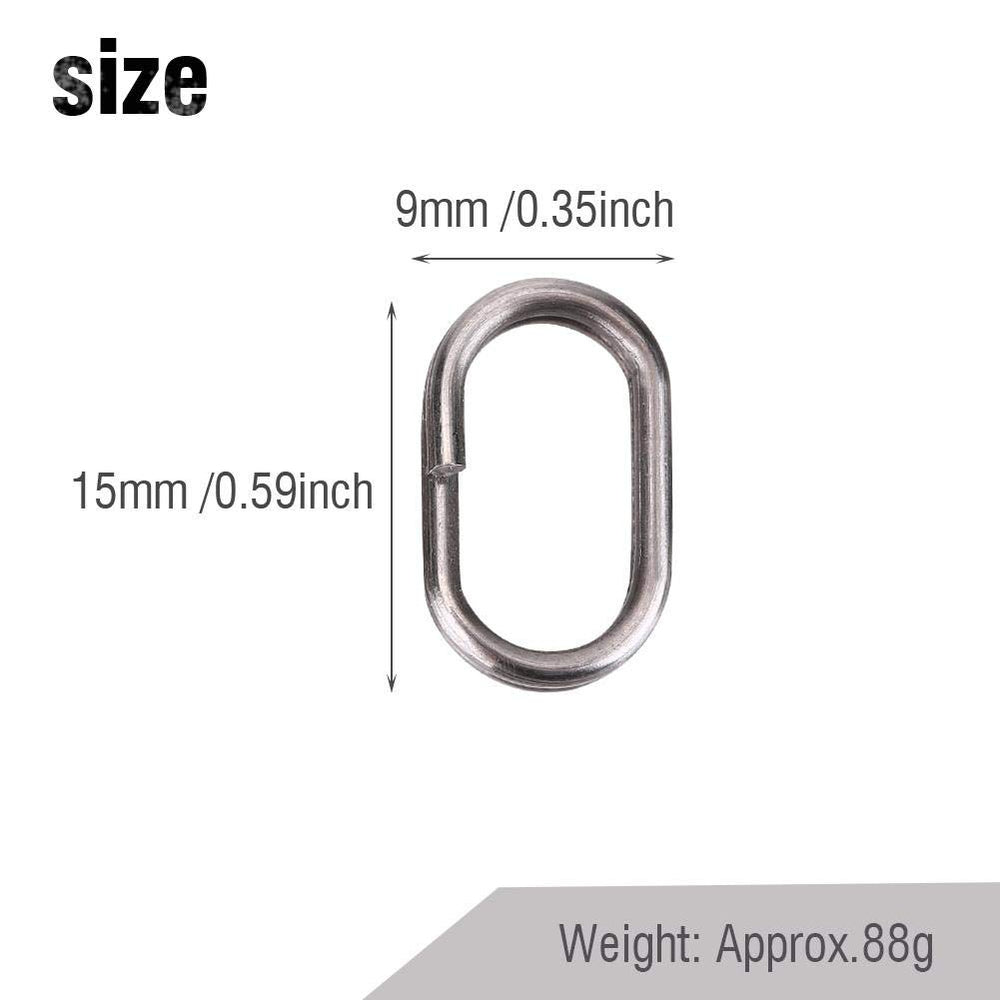 Close-up of 10 mm oval split rings