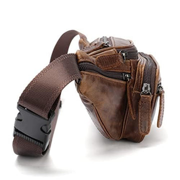 Hebetag leather fanny pack back pocket close-up emphasizing secure storage during travel