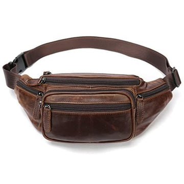 Hebetag leather fanny pack travel bag setup shows compact size ideal for day trips