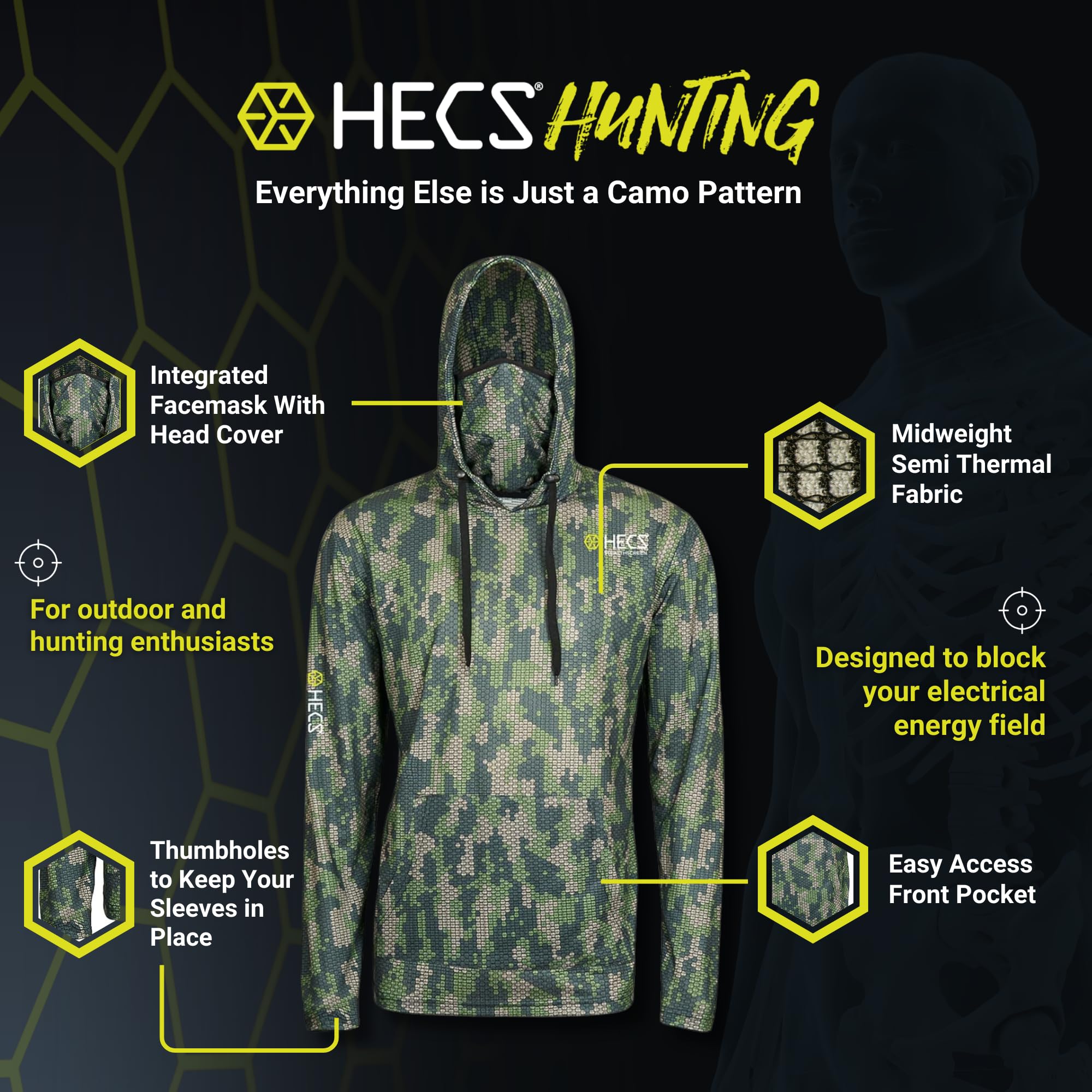 HECS HECStyle Stealth Hoodie integrated face mask for adaptable concealment