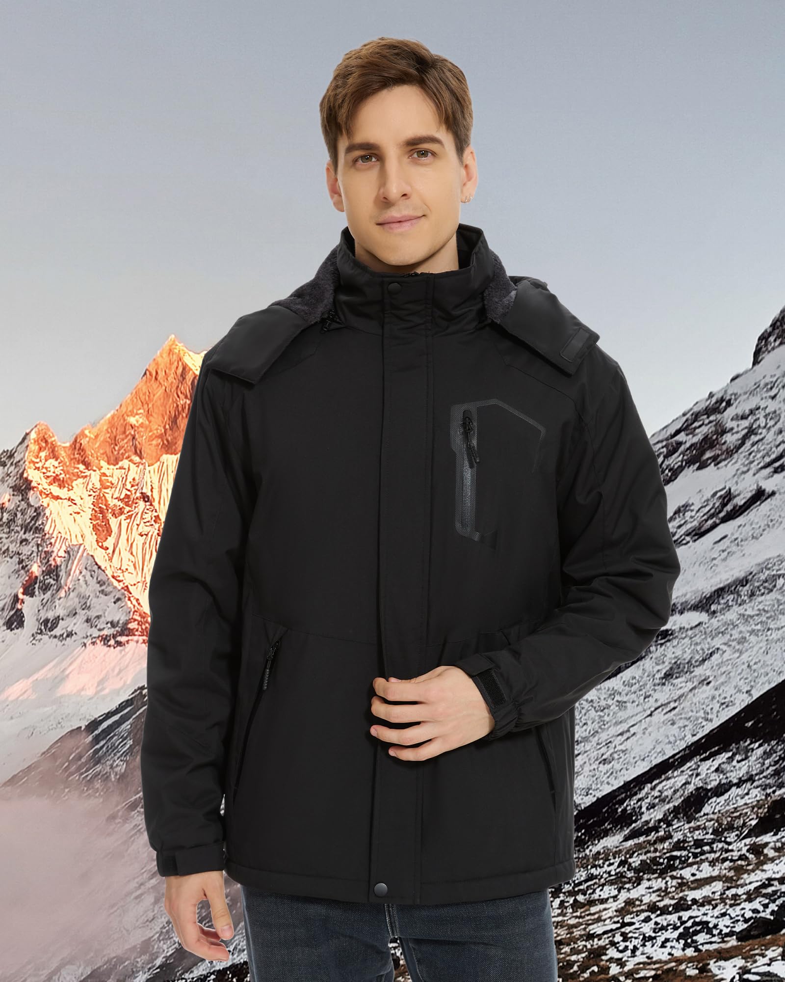 Hecusma heated jacket back view highlighting full-back heating for cold days.