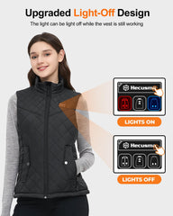 Hecusma Quilted Heated Vest Women with heat zones controller enables personalized warmth on demand.