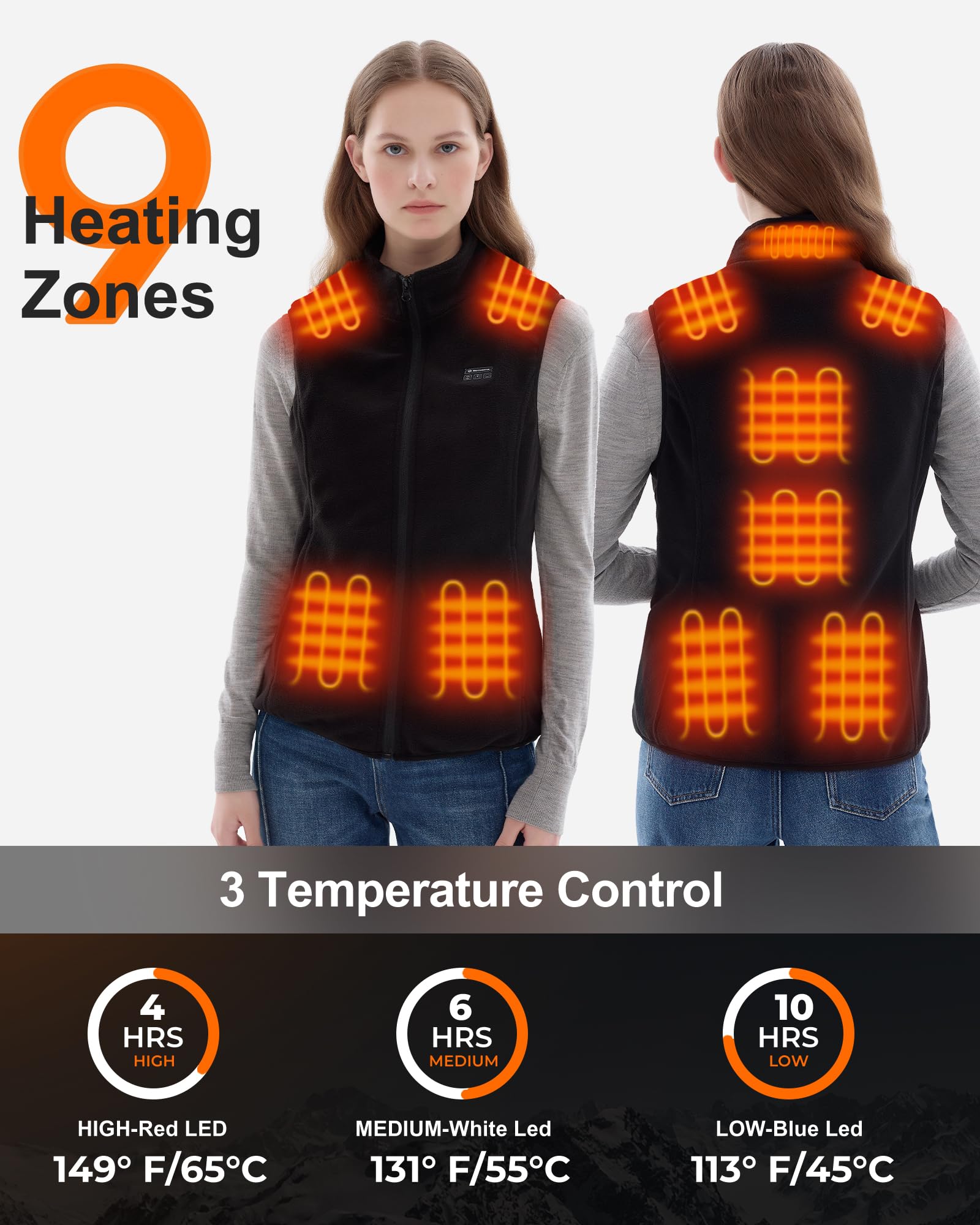 Hecusma heated vest with 9 zones demonstrates targeted core warmth