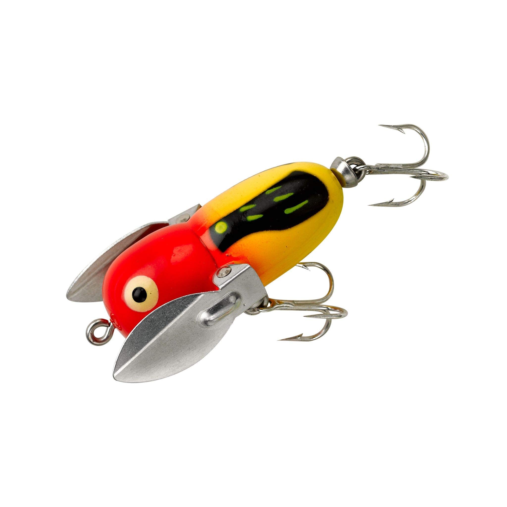 Heddon Crazy Crawler Yellow Hornet topwater lure in action for surface strikes.