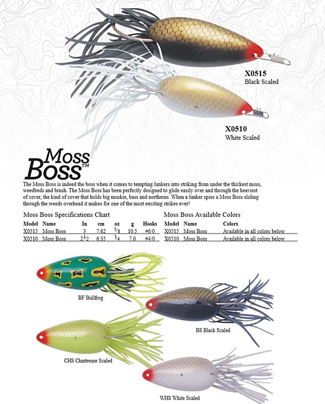 Heddon Moss Boss lure with colorful skirt boosts visibility in stained water