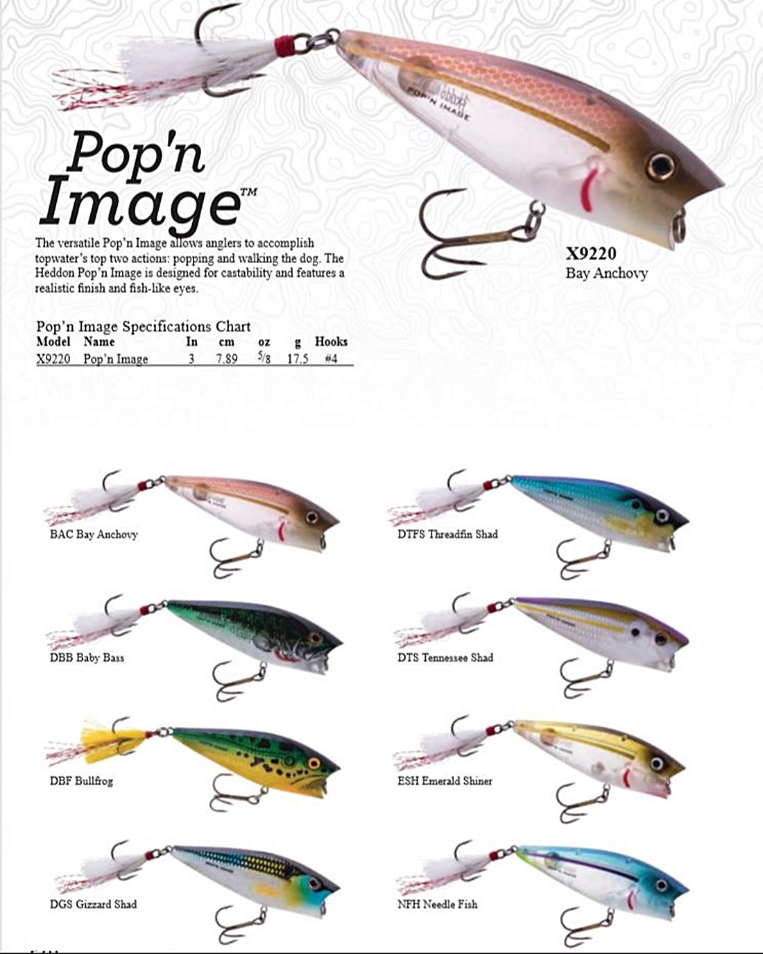 Heddon Pop'n Image Bullfrog lure delivers erratic retrieves mimicking wounded baitfish.