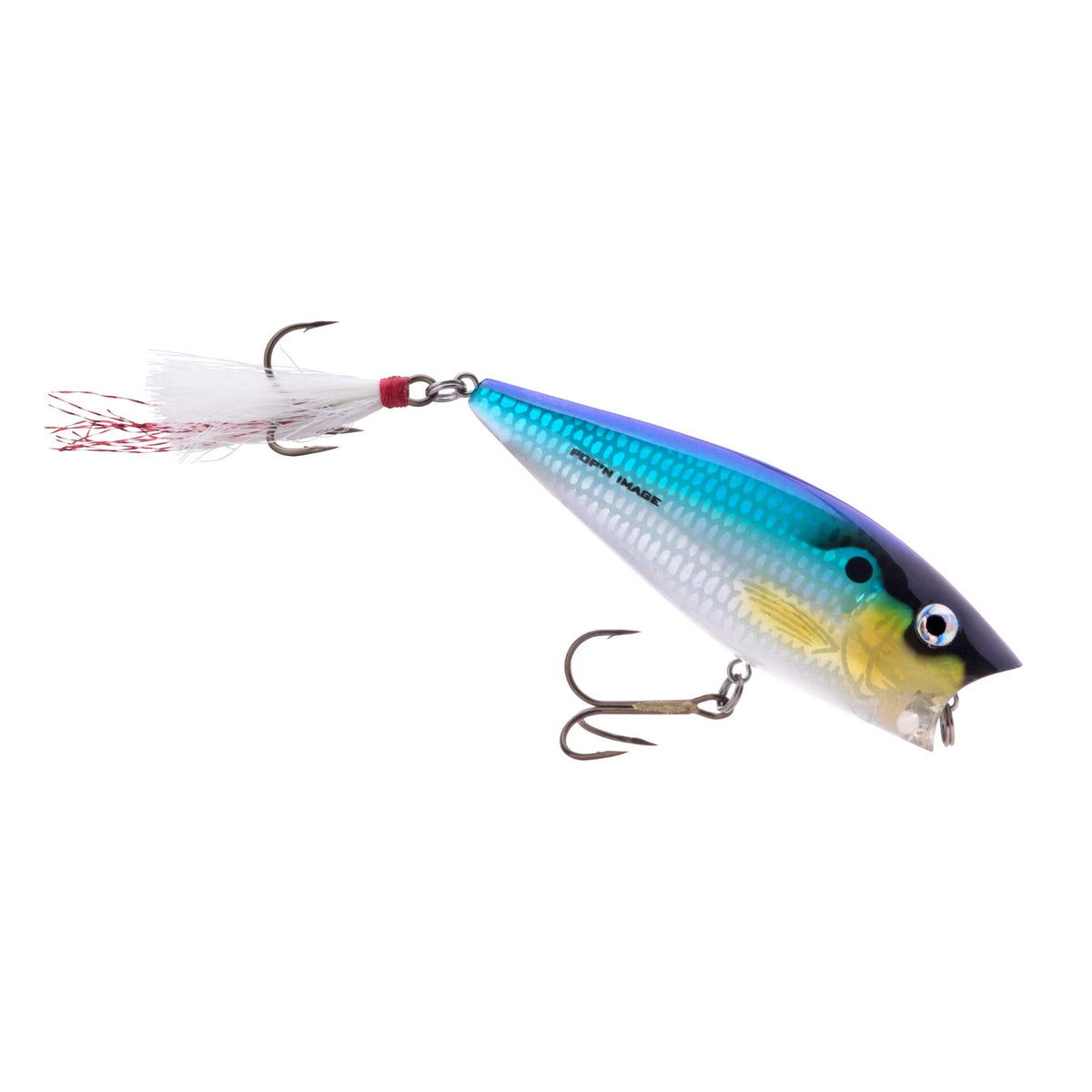 Heddon Pop'n Image lure close-up of threadfin shad finish and lifelike eyes for realism