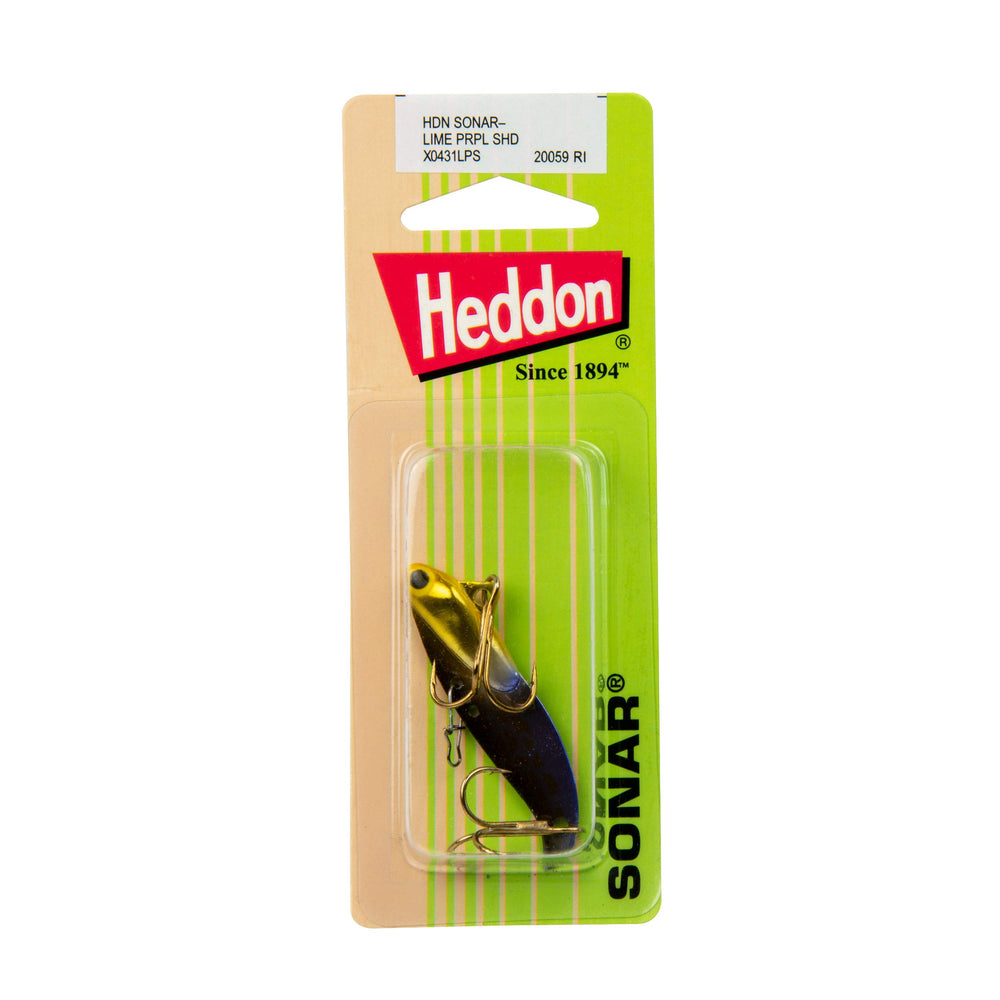 Heddon Sonar lime purple shad side view shows adjustable action for trolling or jigging.