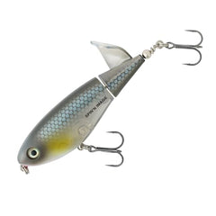 Heddon Spin'N Image blue shad, side view emphasizes rotating tail action.