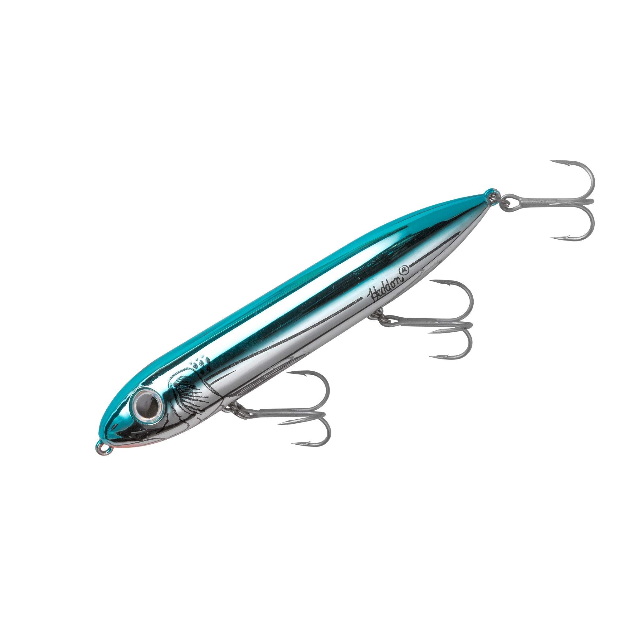 Heddon Super Spook blue chrome lure, front view, versatile topwater attractor for saltwater and freshwater.