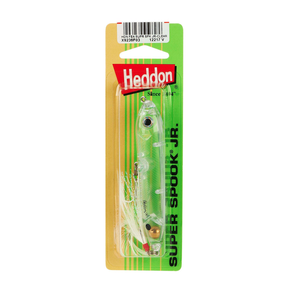 Heddon Super Spook Jr topwater lure with clear finish for pike and redfish