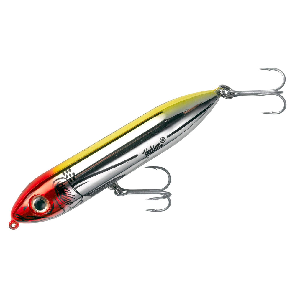 Heddon Super Spook Jr clown topwater lure front view shows bold wake visibility